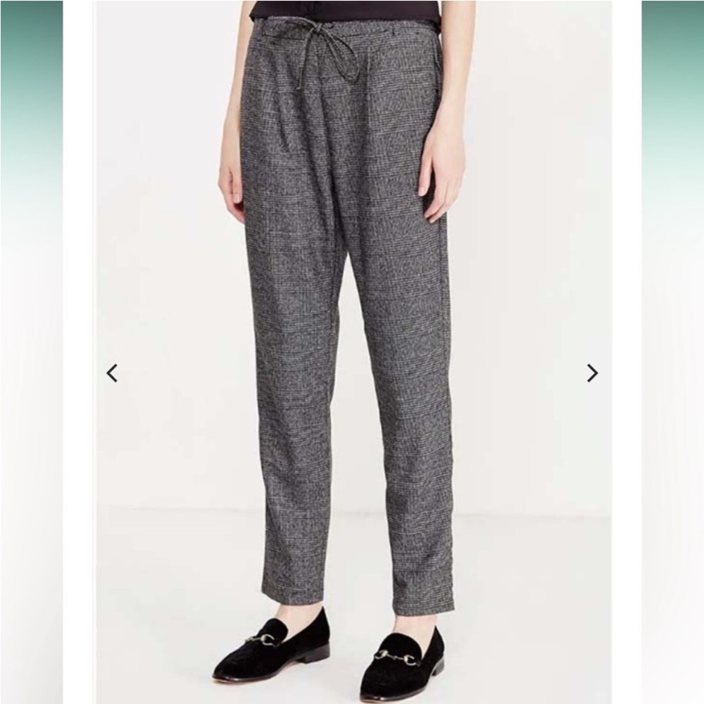 Only Check Trousers Pull On Style Pants Size Large Gray GUC